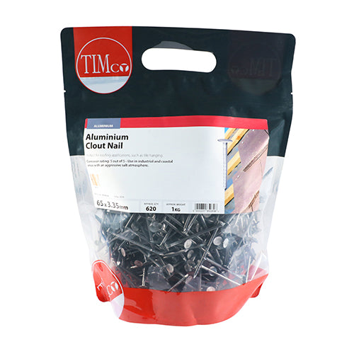 TIMCO Clout Nails Aluminium - 65 x 3.35 - Pack Quantity - 1 Kg