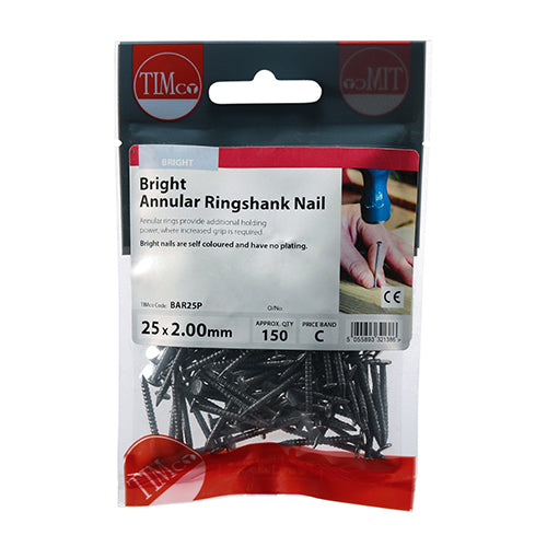 TIMCO Annular Ringshank Nails Bright - 25 x 2.00 - Pack Quantity - 150
