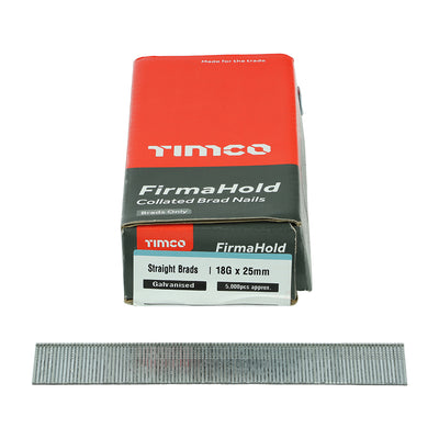 TIMCO FirmaHold Collated 18 Gauge Straight Galvanised Brad Nails - 18g x 32 - Pack Quantity - 5000