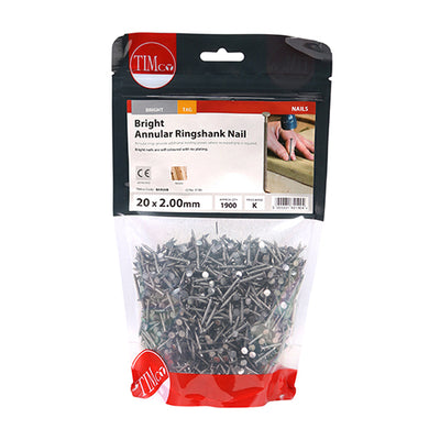 TIMCO Annular Ringshank Nails Bright - 20 x 2.00 - Pack Quantity - 25 Kg