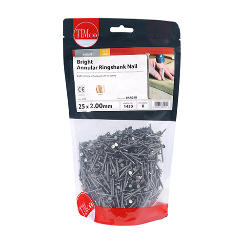 TIMCO Annular Ringshank Nails Bright - 25 x 2.00 - Pack Quantity - 25 Kg