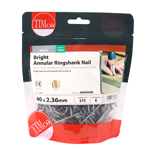 TIMCO Annular Ringshank Nails Bright - 40 x 2.36 - Pack Quantity - 0.5 Kg