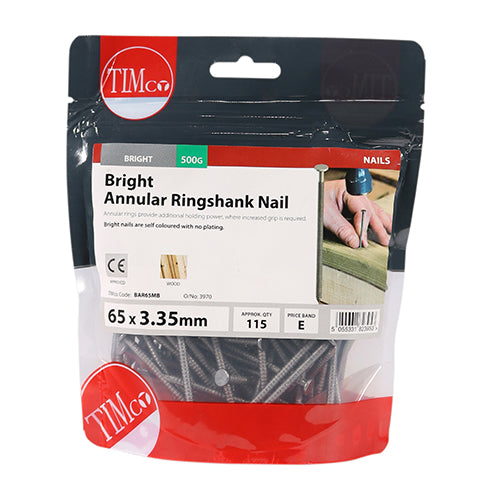 TIMCO Annular Ringshank Nails Bright - 65 x 3.35 - Pack Quantity - 1 Kg