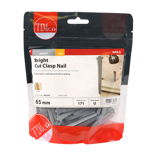TIMCO Cut Clasp Nails Bright - 65mm - Pack Quantity - 25 Kg