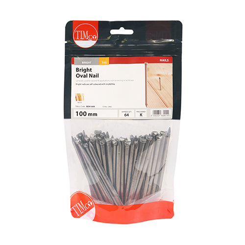 TIMCO Oval Nails Bright - 100mm - Pack Quantity - 25 Kg