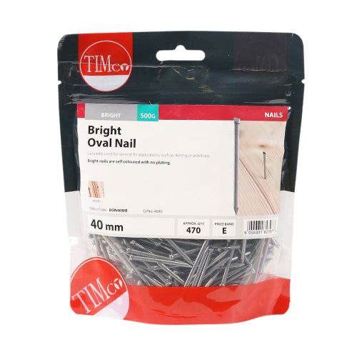 TIMCO Oval Nails Bright - 40mm - Pack Quantity - 0.5 Kg