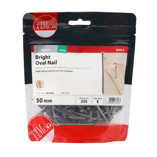 TIMCO Oval Nails Bright - 50mm - Pack Quantity - 0.5 Kg