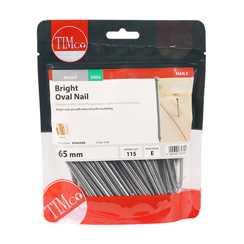 TIMCO Oval Nails Bright - 65mm - Pack Quantity - 0.5 Kg