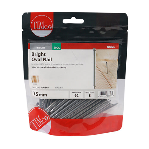 TIMCO Oval Nails Bright - 75mm - Pack Quantity - 0.5 Kg