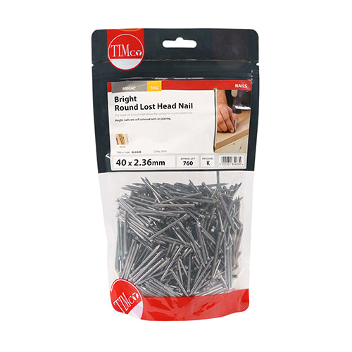 TIMCO Round Lost Head Nails Bright - 40 x 2.36 - Pack Quantity - 1 Kg