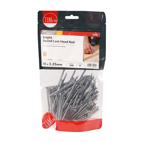 TIMCO Round Lost Head Nails Bright - 65 x 3.35 - Pack Quantity - 1 Kg