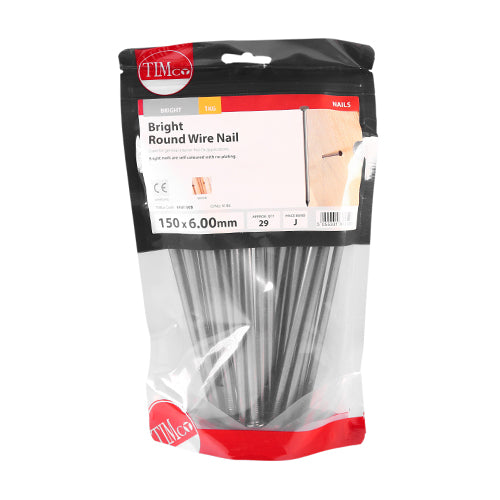 TIMCO Round Wire Nails Bright - 150 x 6.00 - Pack Quantity - 1 Kg
