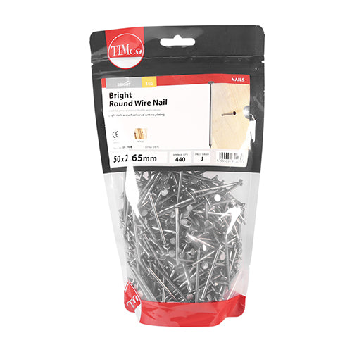 TIMCO Round Wire Nails Bright - 50 x 2.65 - Pack Quantity - 1 Kg