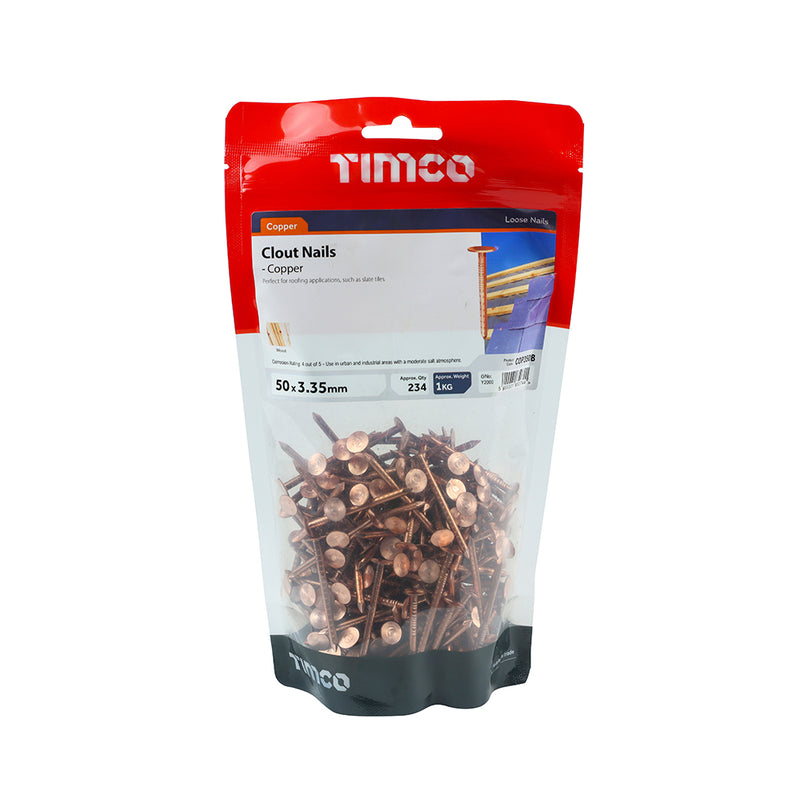TIMCO Clout Nails Copper - 50 x 3.35 - Pack Quantity - 1 Kg