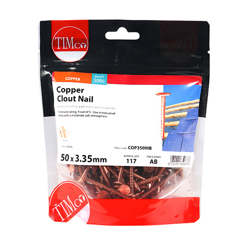 TIMCO Clout Nails Copper - 50 x 3.35 - Pack Quantity - 0.5 Kg