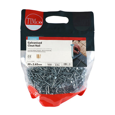 TIMCO Clout Nail Galvanised - 30 x 2.65 - Pack Quantity - 2.5 Kg