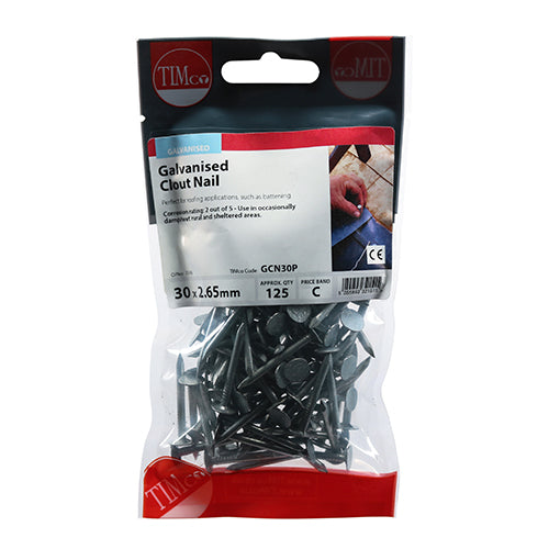 TIMCO Clout Nails Galvanised - 30 x 2.65 - Pack Quantity - 125