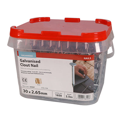 TIMCO Clout Nails Galvanised - 30 x 2.65 - Pack Quantity - 2.5 Kg