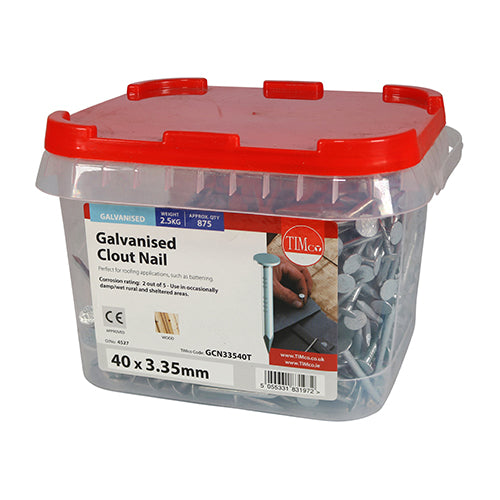 TIMCO Clout Nails Galvanised - 40 x 3.35 - Pack Quantity - 2.5 Kg