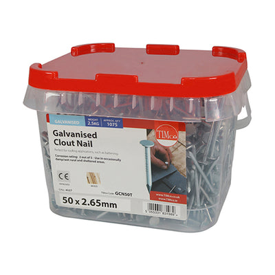 TIMCO Clout Nails Galvanised - 50 x 2.65 - Pack Quantity - 2.5 Kg