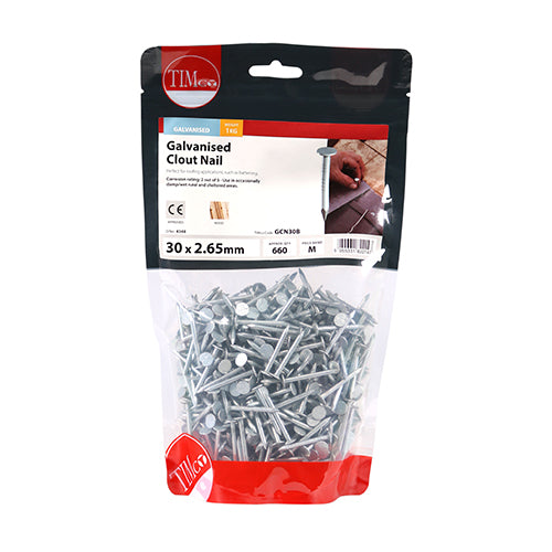 TIMCO Clout Nails Galvanised - 30 x 2.65 - Pack Quantity - 1 Kg