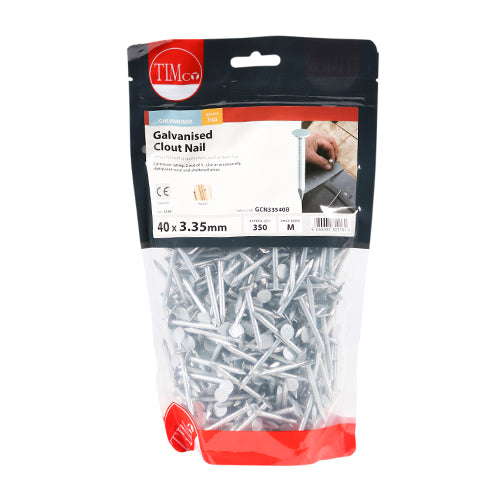 TIMCO Clout Nails Galvanised - 40 x 3.35 - Pack Quantity - 1 Kg