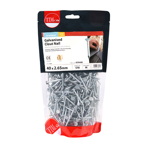TIMCO Clout Nails Galvanised - 40 x 2.65 - Pack Quantity - 25 Kg