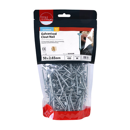 TIMCO Clout Nails Galvanised - 50 x 2.65 - Pack Quantity - 1 Kg
