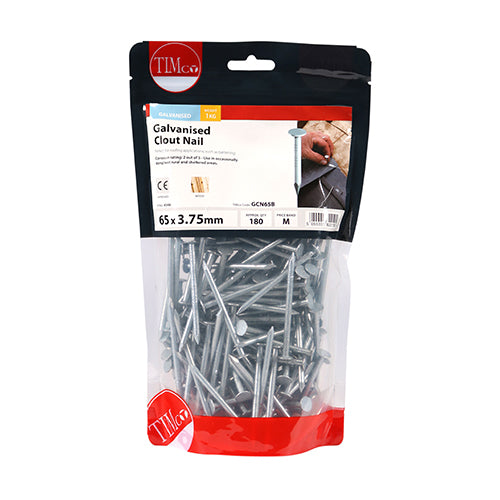 TIMCO Clout Nails Galvanised - 65 x 3.75 - Pack Quantity - 1 Kg