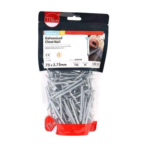 TIMCO Clout Nails Galvanised - 75 x 3.75 - Pack Quantity - 1 Kg