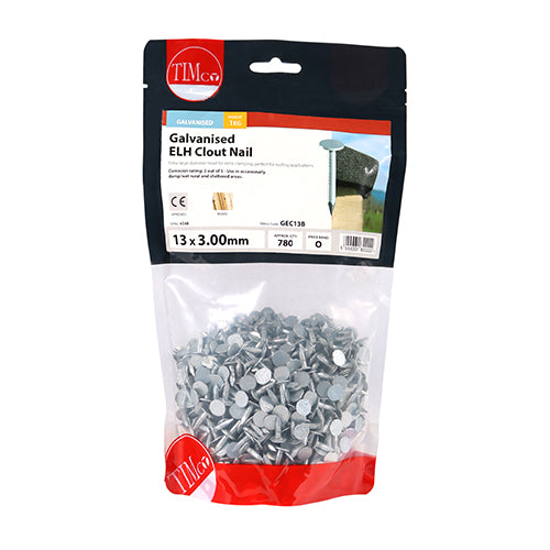 TIMCO Extra Large Head Clout Nails Galvanised - 13 x 3.00 - Pack Quantity - 25 Kg