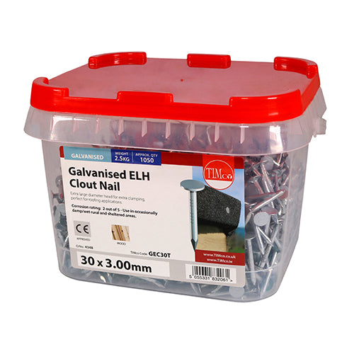 TIMCO Extra Large Head Clout Nails Galvanised - 30 x 3.00 - Pack Quantity - 2.5 Kg