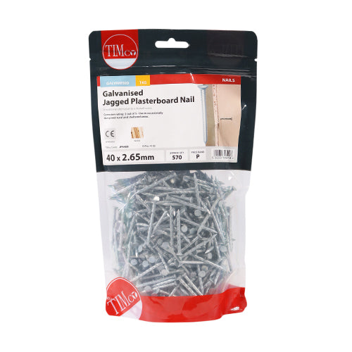 TIMCO Jagged Plasterboard Nails Galvanised - 40 x 2.65 - Pack Quantity - 25 Kg