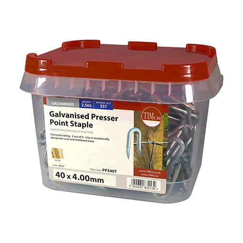Agrafes à pointe de pression galvanisées TIMCO - 40 x 4,00 - Quantité par paquet - 2,5 kg