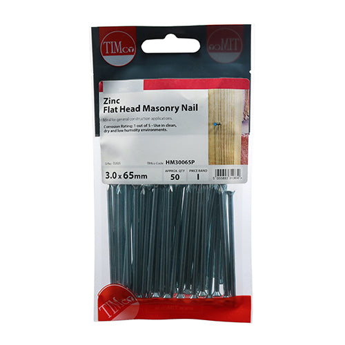 TIMCO Masonry Nails Zinc - 65 x 3.00 - Pack Quantity - 100