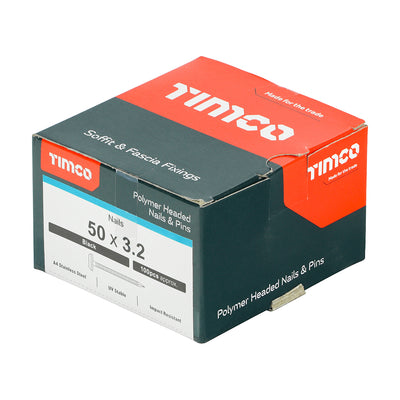 TIMCO Polymer Headed Nails A4 Stainless Steel Black - 50mm - Pack Quantity - 100