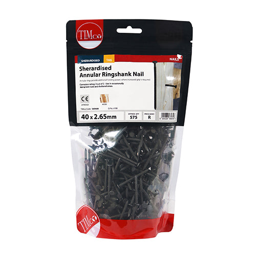 TIMCO Annular Ringshank Nails Sherardised - 40 x 2.65 - Pack Quantity - 25 Kg