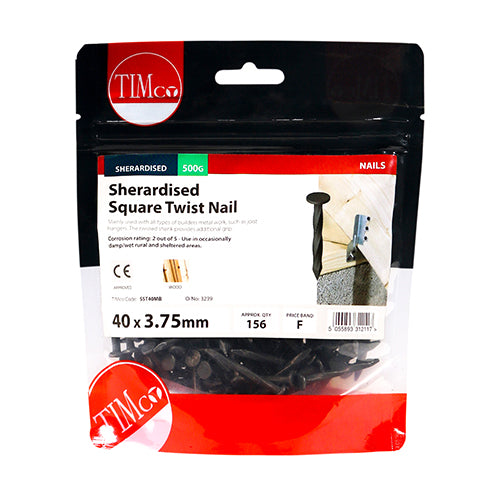 TIMCO Square Twist Nails Sherardised - 40 x 3.75 - Pack Quantity - 0.5 Kg
