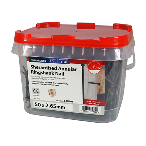 TIMCO Annular Ringshank Nails Sherardised - 50 x 2.65 - Pack quantity - 2.5 Kg