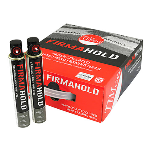 TIMCO FirmaHold Collated Clipped Head Plain Shank Bright Nails & Fuel Cells - 3.1 x 90/2CFC - Pack Quantity - 2200