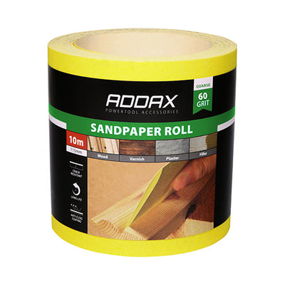 TIMco Sandpaper Roll 60 Grit Yellow - 115mm x 10m - 1 Piece