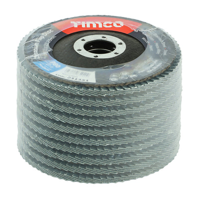 TIMco Set of Flap Discs Zirconium Type 29 Conical P80 Grit - 115 x 22.23 - 10 Pieces