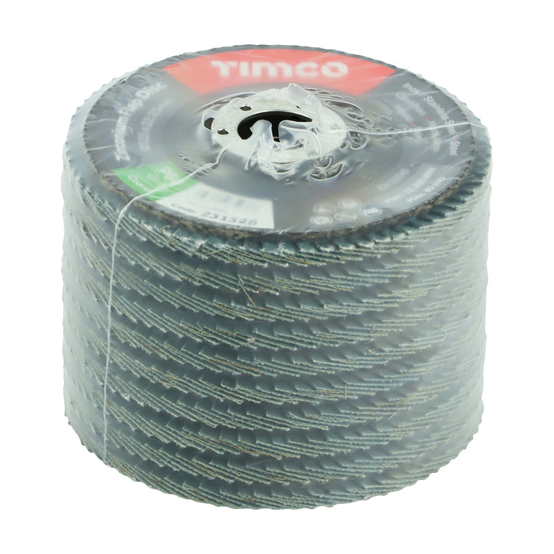 TIMco Set of Flap Discs Zirconium Type 29 Conical P60 Grit - 115 x 22.23 - 10 Pieces