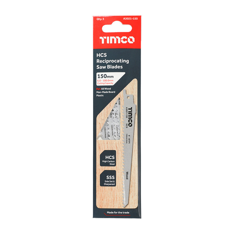 TIMco Reciprocating Saw Blades Wood Cutting High Carbon Steel - S644D - 5 Pieces