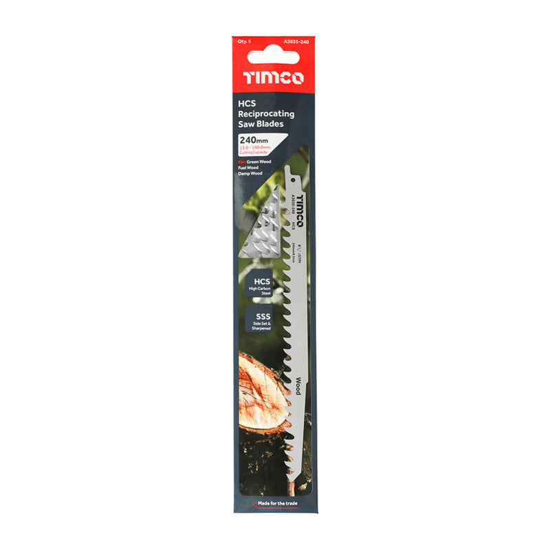 TIMco Reciprocating Saw Blades Wood Cutting High Carbon Steel - S1542K - 5 Pieces