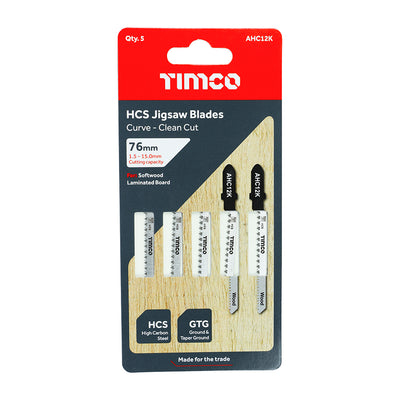 TIMco Jigsaw Blades Wood Cutting HCS Blades - T101AO - 5 Pieces