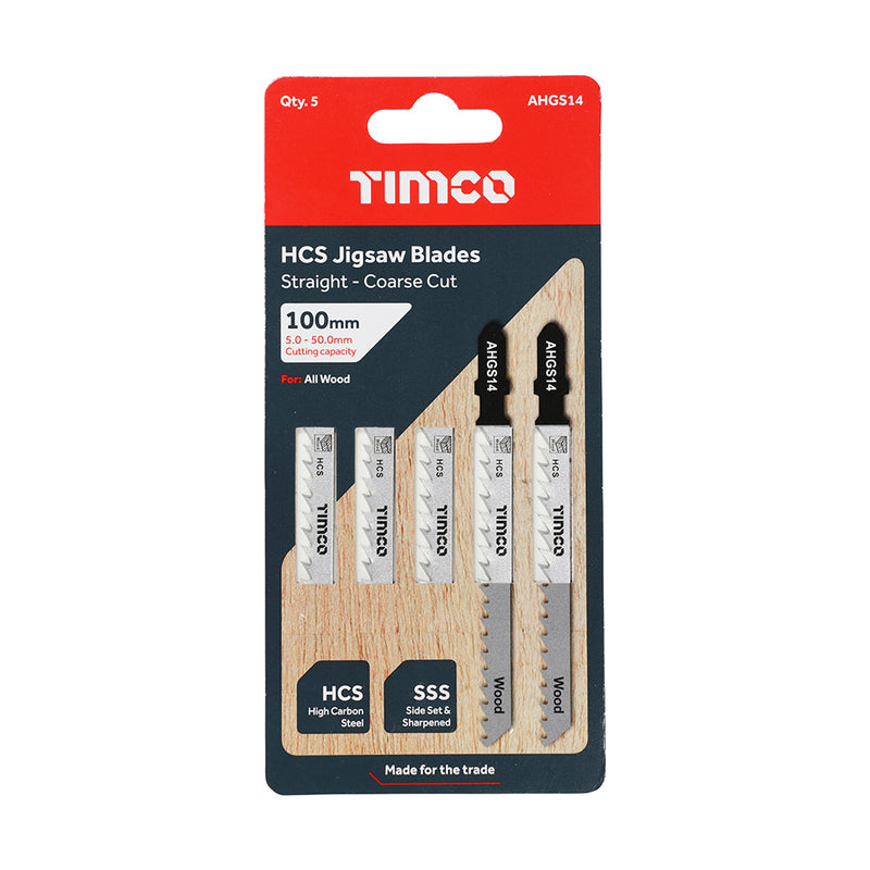 TIMco Jigsaw Blades Wood Cutting HCS Blades - T144D - 5 Pieces