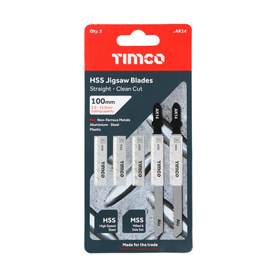 Lames de scie sauteuse TIMco Lames de coupe en métal HSS - T127D - 5 pièces