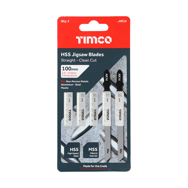 Lames de scie sauteuse TIMco Lames de coupe en métal HSS - T127D - 5 pièces