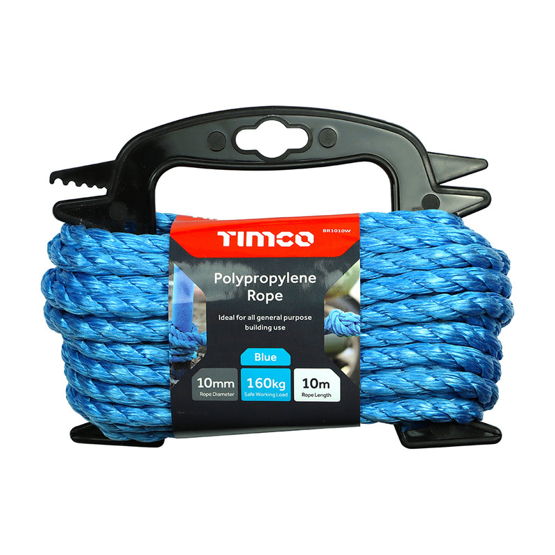 TIMco Blue Polypropylene Rope on Winder - 10mm x 10m - 1 Piece
